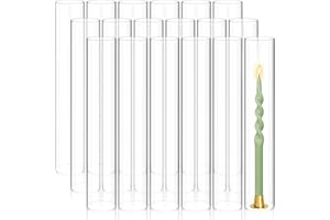 Showgeous 18 PCS Hurricane Candle Holder, D:2.5" H:14" Open Ended Glass Candle Cylinder Sleeve, Clear Glass Cylinder Candle Holder, Open Flame Candle Chimney Tube Cover, Bottomless Cylindrical Glass