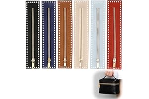 6 Pcs PU Leather Zipper for Sewing, Crochet Zipper with Holes 10.63x 2.17 in for Crochet Bags Purses and Handbags DIY Bag Rep