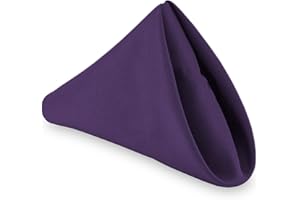 Lann's Linens - 1 Dozen 20" Oversized Cloth Dinner Table Napkins - Machine Washable Restaurant/Wedding/Hotel Quality Polyester Fabric - Purple