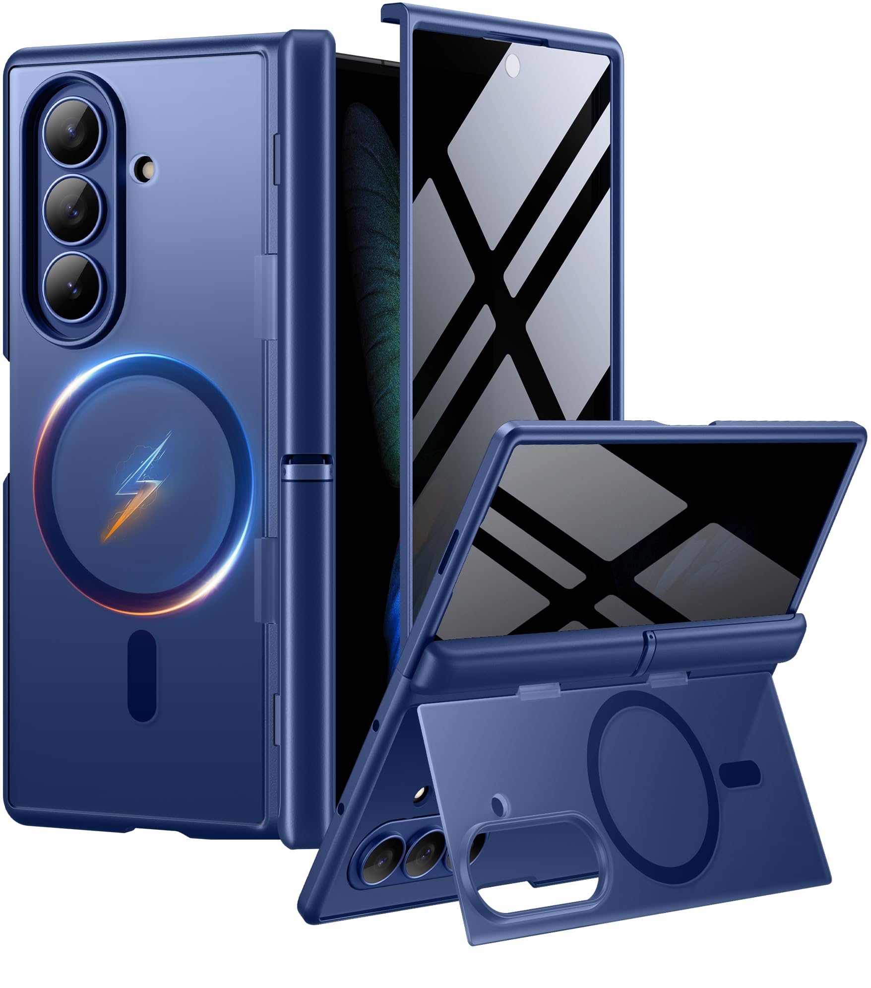 Photo 1 of MOBOSI for Samsung Galaxy Z Fold 7 Case with Privacy Screen Protector, [Compatible with Magsafe], [Built-in Kickstand & Full Body Hinge Protection] Magnetic Slim Phone Case for Z Fold7, Royal Blue
