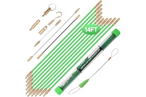 GURADESIGN 14FT Fiberglass Running Electrical Wire Cable Glow Rods Wire Pulling, Fish Rods Electrical Kit with 8 Different Attachments and Fish Tape Wire Puller Kit1
