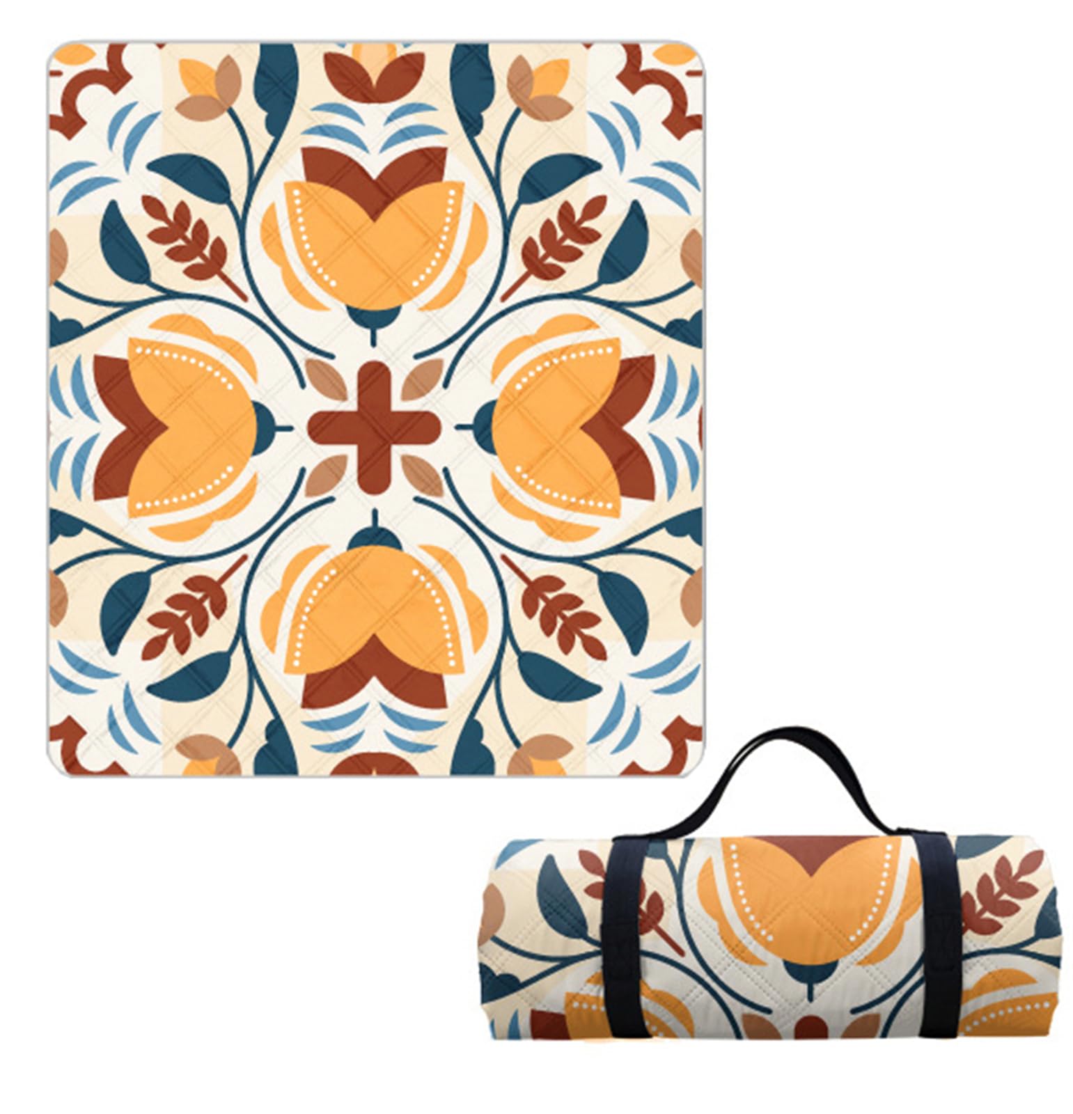 Hayisugal Picnic Blanket, 200 x 200 cm, Thickened Beach Blanket, Sand-Free, Waterproof Camping Blanket, Picnic Mat, Portable Picnic Blanket for Beach, Picnic, Hiking, Park, Travel, Plants, L, 200 x