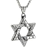 HZMAN Magen Star of David Pendant Necklace Women Men Chain Silver Stainless Steel Israel Necklace