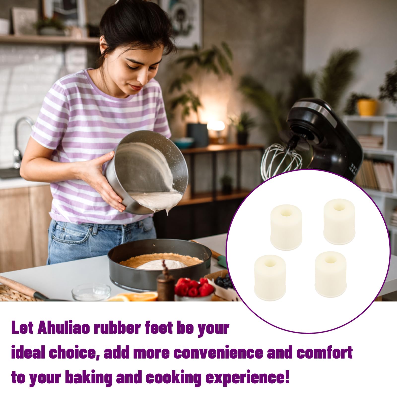 Mixer Rubber Feet Compatible with KitchenAid Stand Mixers Feet, (4 Pack) Mixer Feet Pads, Mixer Rubber Feet Replacement Parts 4161530, 9709707, for KSM90, K45SS, KSM75