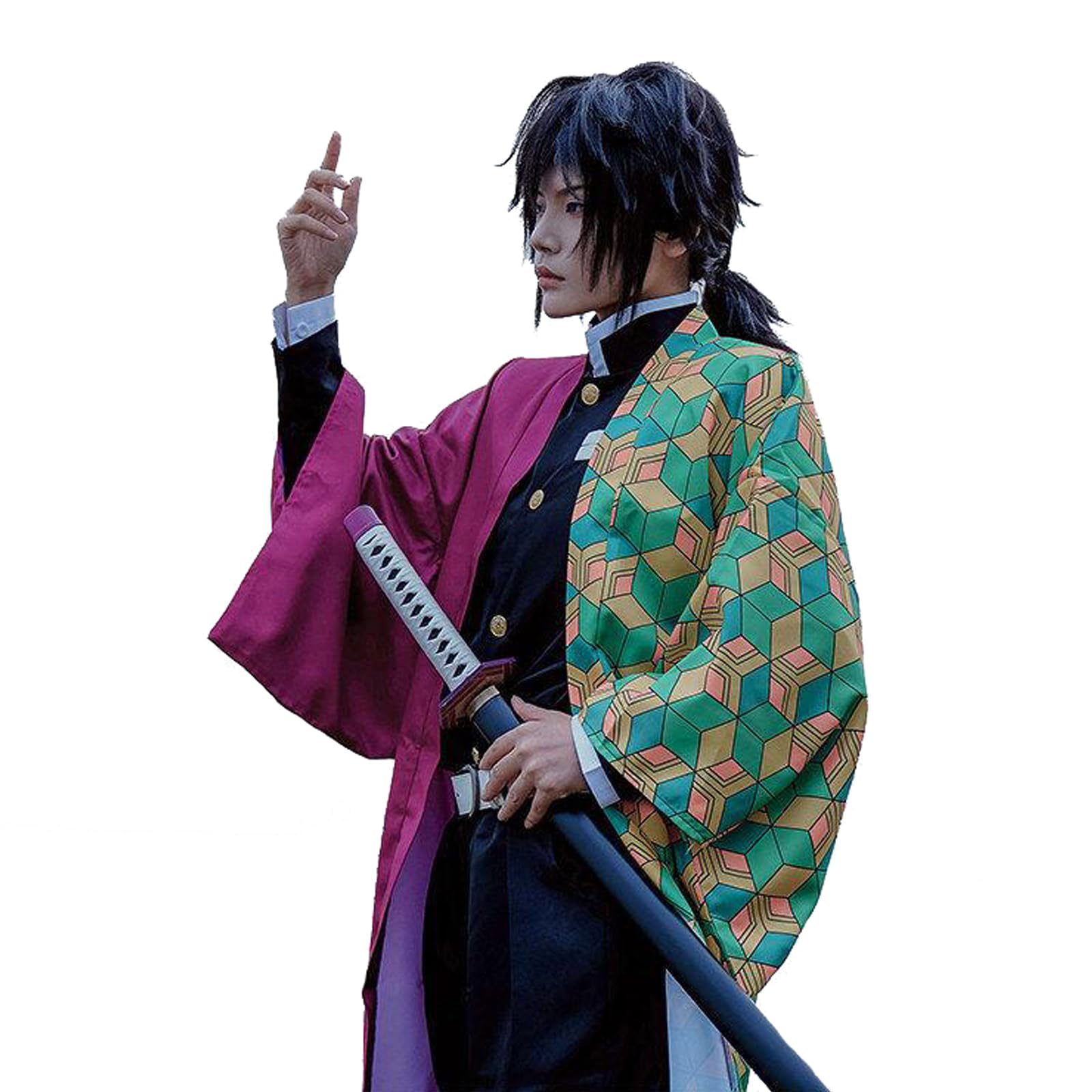 Photo 1 of Vibsion Giyuu Cosplay Costume Giyuu Tomioka Cosplay Outfit Kimono Uniform Full Set Halloween XXL