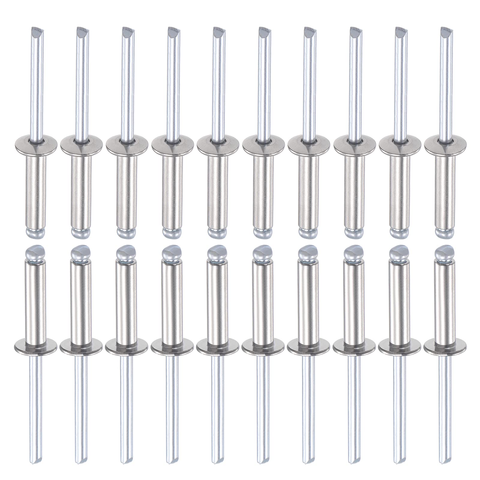 DTGN 5mm x 20mm (DXL) Blind Rivets - 100Pack - Good for Machinery Joining - 304 Stainless Steel Dome Open End Rivet