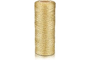 OXDFK Gold Metallic Bakers String, 110 Yards/328 Feet, 1mm Diameter, Glitter Twine for Crafts, DIY, Christmas Decor, Presents