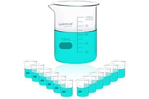 LABINVO Low Form Graduated Glass Beaker, 12pcs of Vol.100ml, 3.3 Borosilicate Glass Beaker Set, IN-BKL100