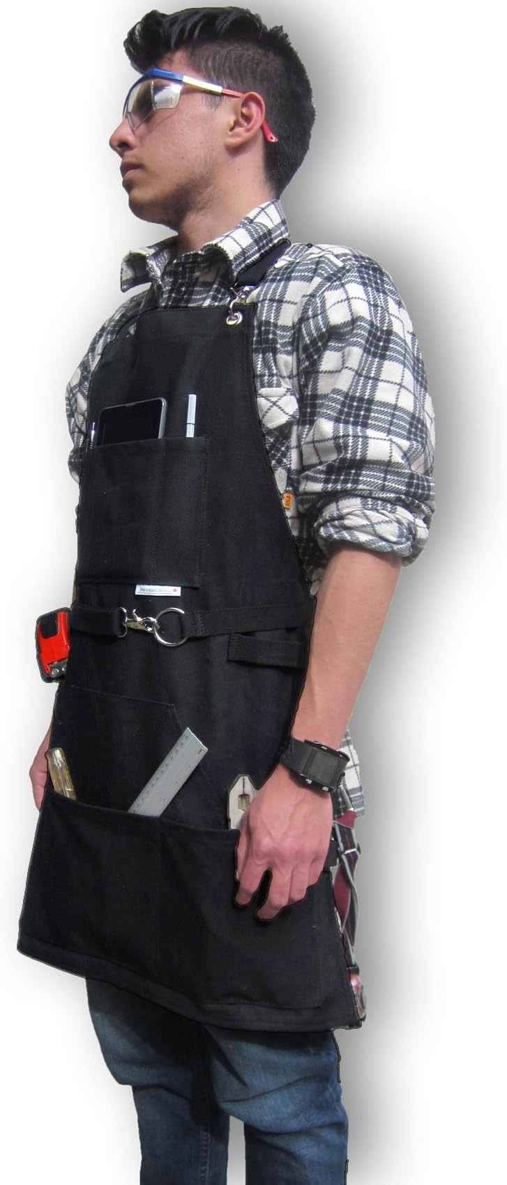 BEST CHOICE Waterproof All-Purpose Bib Apron - Workshop Waxed Canvas - 7x Pockets & 2 Shackles for Accessories & Tools - Totally Adjustable Neck and Waist Strap - Size S-XXL for Men & Women.