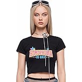 Y2K Graphic Tees for Women - Stylish Funny Short Sleeve Crew Neck Crop Tops Going Out Top T-Shirt