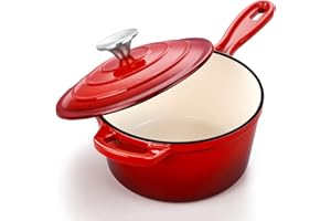 3 Quart Saucepan with Lid, Leonyo Enameled Cast Iron Sauce Pot, Large Enamel Cast Iron Dutch Oven Kitchen Cookware for All Co