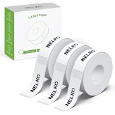 NELKO Genuine P21 Label Maker Tape,14x40mm, 3-Roll, White | Easy to Peel, BPA-Free, Strong Adhesion, Water-Resistant &amp; Oil-Proof, Great for School, Office, Home, Kitchen, Black on White