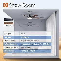 addlon Ceiling Fans with Lights, 52 inch Flush