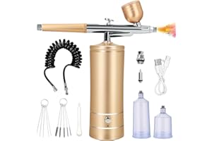 YKALL Airbrush Kit with Compressor, Auto Handheld Airbrush Gun with 0.3mm Tip, Rechargeable, Portable Air Brushes for Painting, Tattoo, Nail Art, Model Coloring, Makeup, Cake
