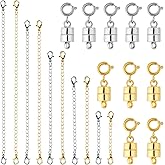 20pcs Necklace Extender & Magnetic Clasp Set, Gold and Silver Chain Extenders with Magnetic Necklace Clasp for Bracelet Jewelry Making