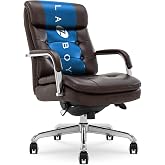 La-Z-Boy Sonata Executive Mid-Back Office Chair, Button-Tufted Seat and Back, Double-Layer Cushion, Padded Armrests, Ergonomic Computer DeskChair, Swivel Metal Base, Bonded Leather, Dark Brown/Chrome