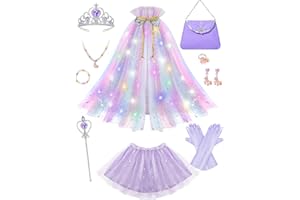 Popsunny Light Up Princess Dress Up Clothes for Girls Aged 3 4 5 6, Princess Dress Gift Toy for Birthday Christmas
