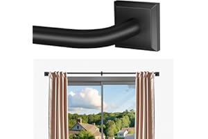 RBYCOS Black Curtain Rods for Windows 48-90Inch(4-7.5ft) Heavy Duty Wrap Around Blackout Curtain Rods,Adjustable Room Darkening Drapery Rod for Bedroom, Living Room, Sliding Door & Outdoor Patio