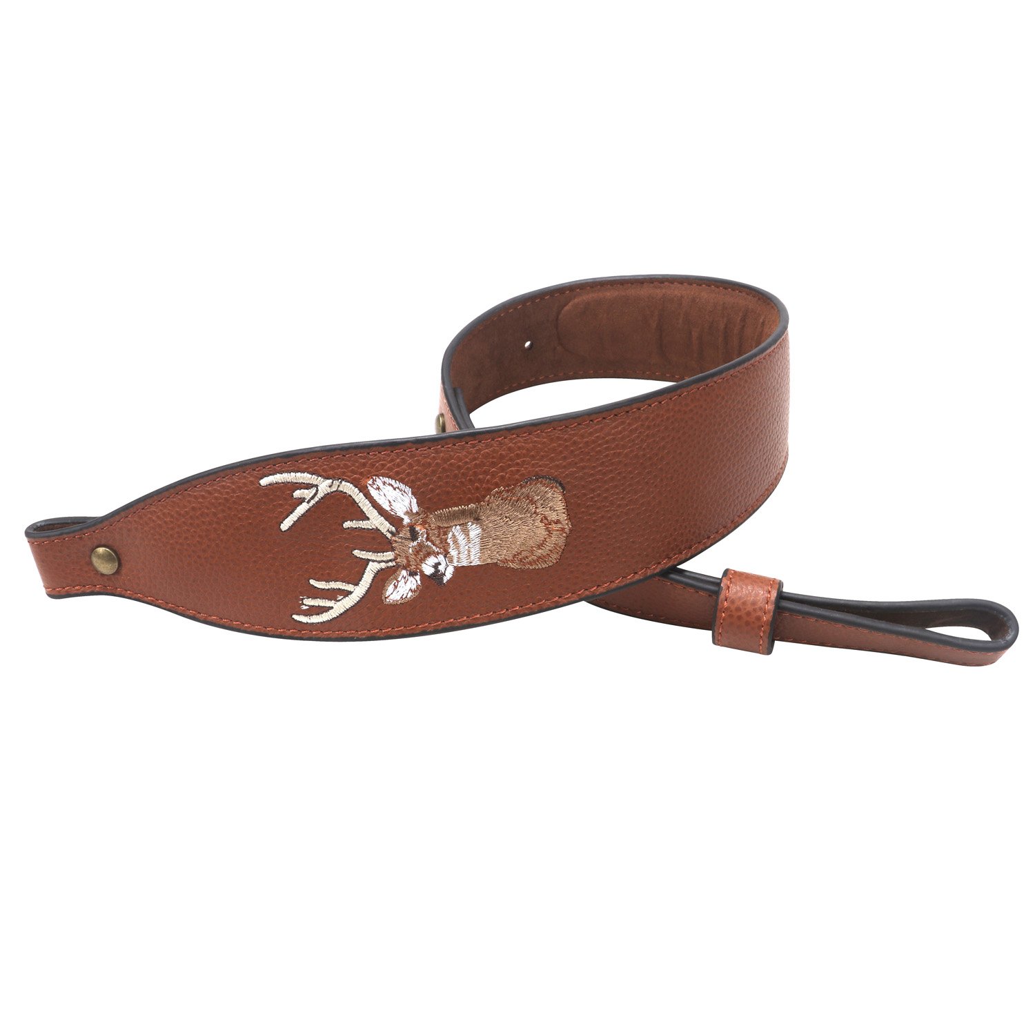 TOURBON Hunting Accessories Deer Embroidered Gun Sling Rifle Strap Leather