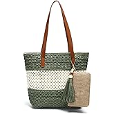 Beach Straw Bags for Women, Summer Travel Bag Woven Straw Purse, Handmade Clutch Beach Tote Bag Shoulder Handbags
