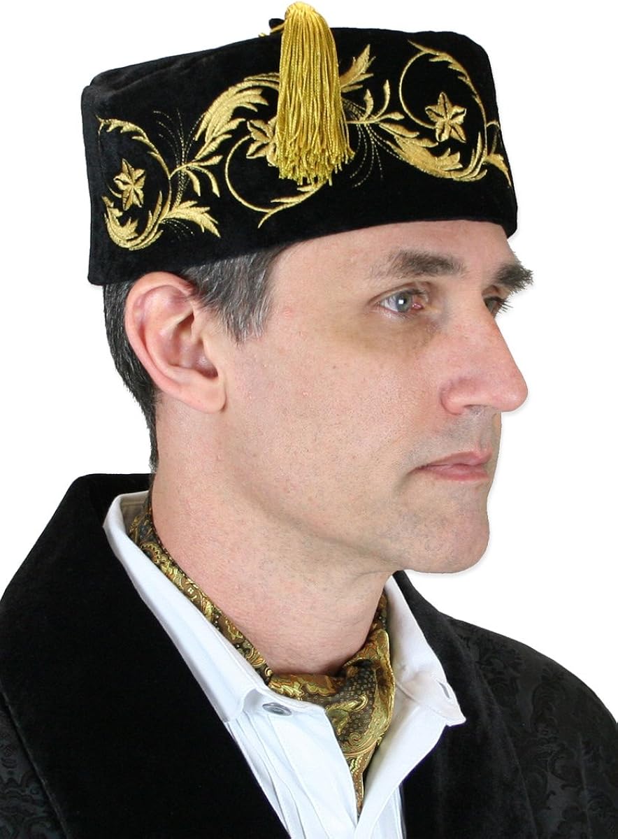 Historical Emporium Men's Deluxe Velvet Embroidered Smoking Cap