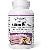 Natural Factors Stress-Relax Saffron Extract 28 mg, 30 DAY SUPPLY, 100% Pure, 30 Veg Caps, Improves Mood, Relieves Stress & S