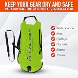 Ultra Dry Adventurer Swim Buoy Tow Float 28L Dry Bag Green with Case view 2