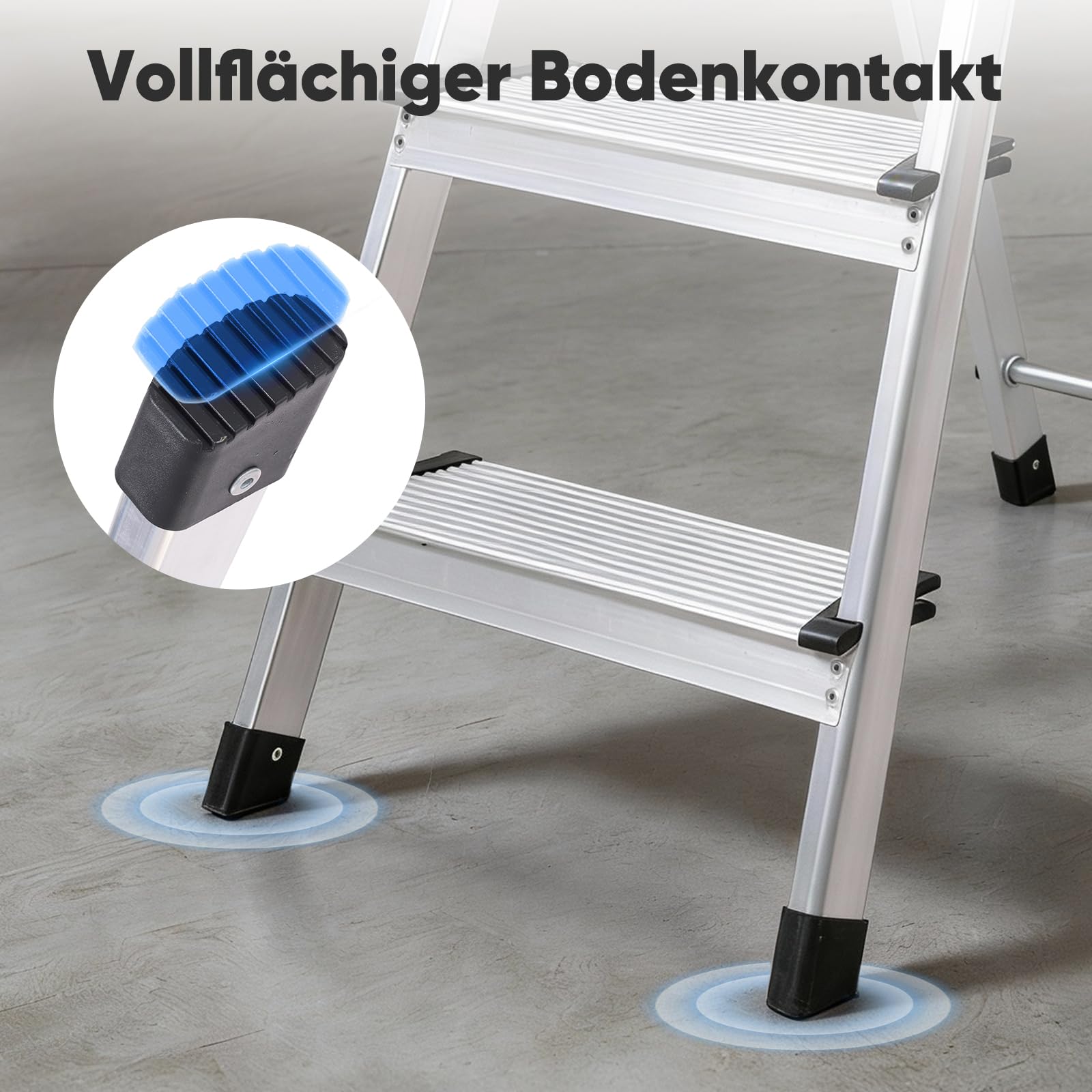 Sekey Aluminium Trittleiter 4 Stufen (140 cm), Klappbar, mit Werkzeugablage, rutschfest, bis 150 kg Belastbar, TÜV EN131-2, für Haushalt, Garage & Garten 8