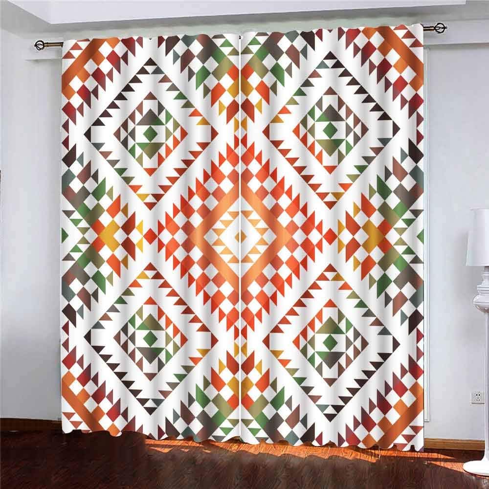 EMMTEEY Ethnic Patterns 52X63 Window Curtain Panels Kids Boys Girls 2 Panel Sets for Living Room Bedroom Décor