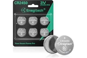 Enegitech CR2450 Lithium Button Battery Coin 2450 3V Button Cell​​ Compatible with Zigbee Motion Sensor P1, Tapo Smart Temperature and Humidity Sensor (6 Pack)