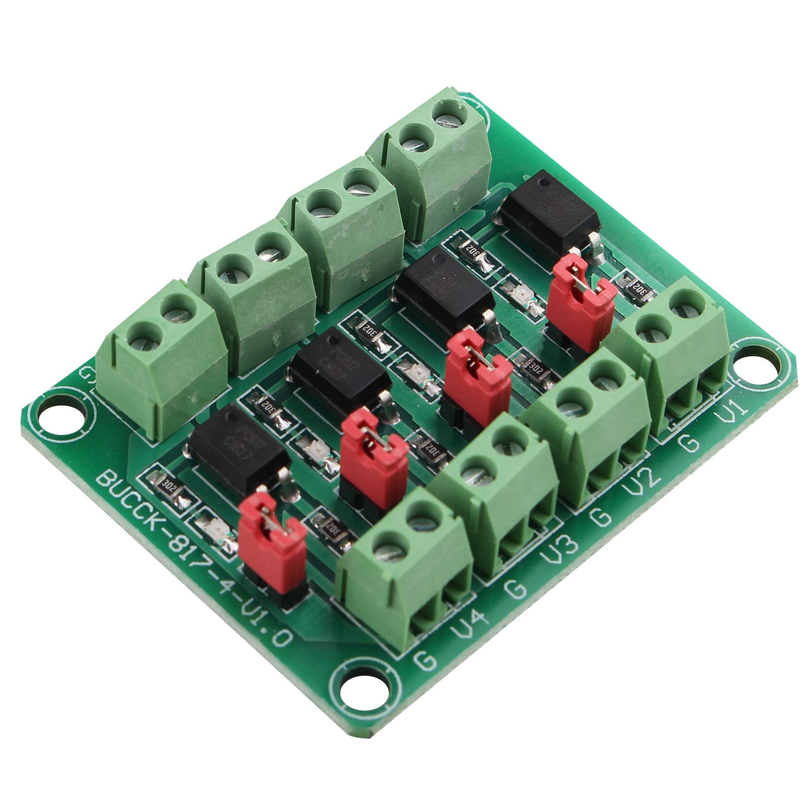 HALJIA PC817 4 Channel Optocoupler Isolation Board Voltage Control Converter Adapter Module 3.6-30V Driver Photoelectric Isolated Module PC 817