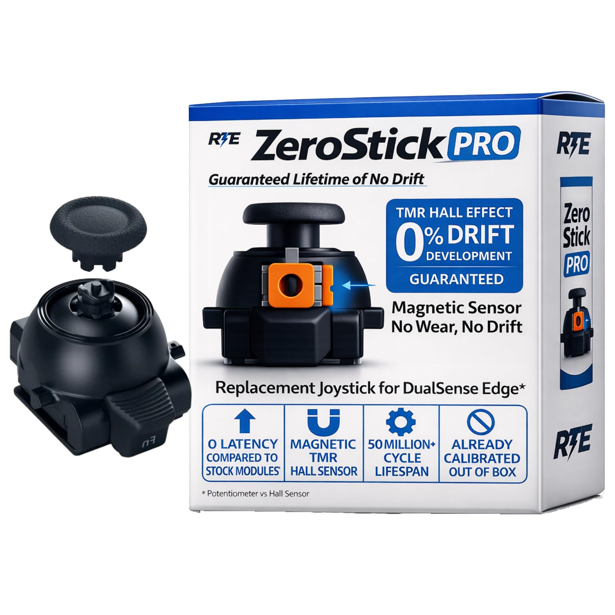 ZeroStick Pro Custom TMR Hall Effect Joystick Module Compatible with PS5 DualSense Edge TMR Drift Free Magnetic Stick Replacement 1X High Precision Long Life Design