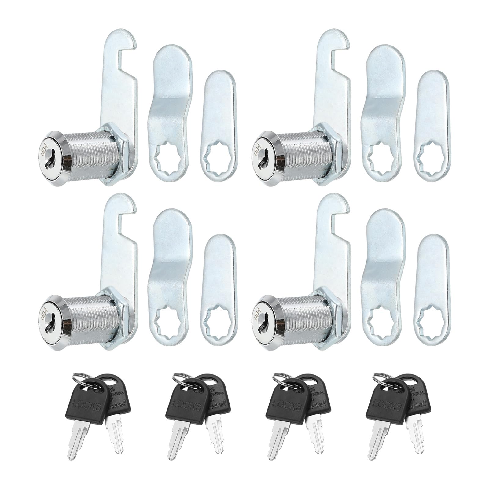 PATIKIL 1-1/8" Cam Lock with Keys, 4 Pack Zinc Alloy Keyed Different Cabinet Cam Lock Set RV Storage Lock for File Drawer Mailbox Toolbox, Silver Tone
