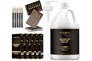 TWILASH BY DLY Lash Shampoo Bulk Kit - Includes 4L/1.06Gal High-Purity Eyelash Cleanser, 5x100ml/3.42oz Pre-Filled & Labeled Lash Shampoo, 5 Brushes & 50 Aftercare Cards and Dispenser Pump For Salon & Home Use