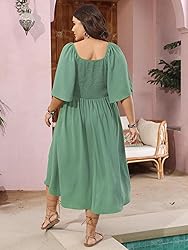 SCOMCHIC Plus Size Summer Dress Casual Short Sleeve
