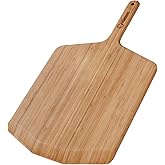 Chef Pomodoro Wooden Pizza Peel 14 inch, Homemade Wood Paddle, Board with with Handle, Indoor and Outdoor Oven Accessories, S
