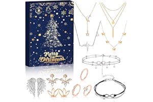 LARCHIO Jewelry Advent Calendar 2023 Adults Women Teen Girls, 12 Day Christmas Countdown Calendar with Necklace Rings and Earrings Xmas Gifts for Mom Girlfriend Sister Daughter