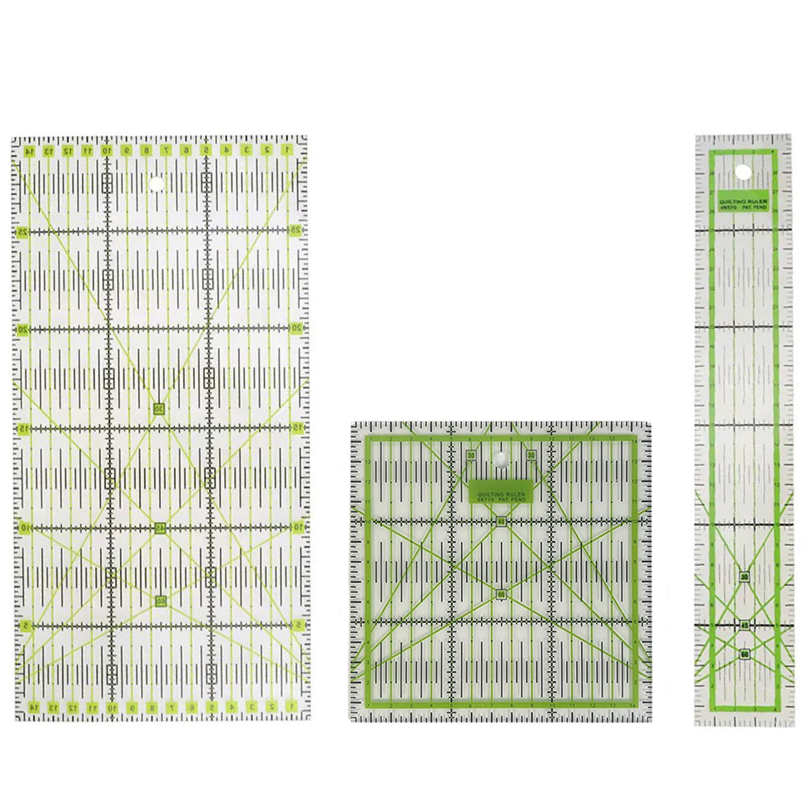 Clear Acrylic Patchwork Ruler with Double-Coloured Grid Lines - DIY Quilting Tool for Measuring and Cutting (3)