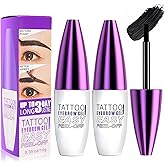 2 Pack Tattoo Eyebrow Gel Easy Peel Off, Waterproof & Sweatproof Eyebrow Tint Peel Off, Easy Peel-Off Eyebrow Gel, Suitable For All Skin Types (Black)