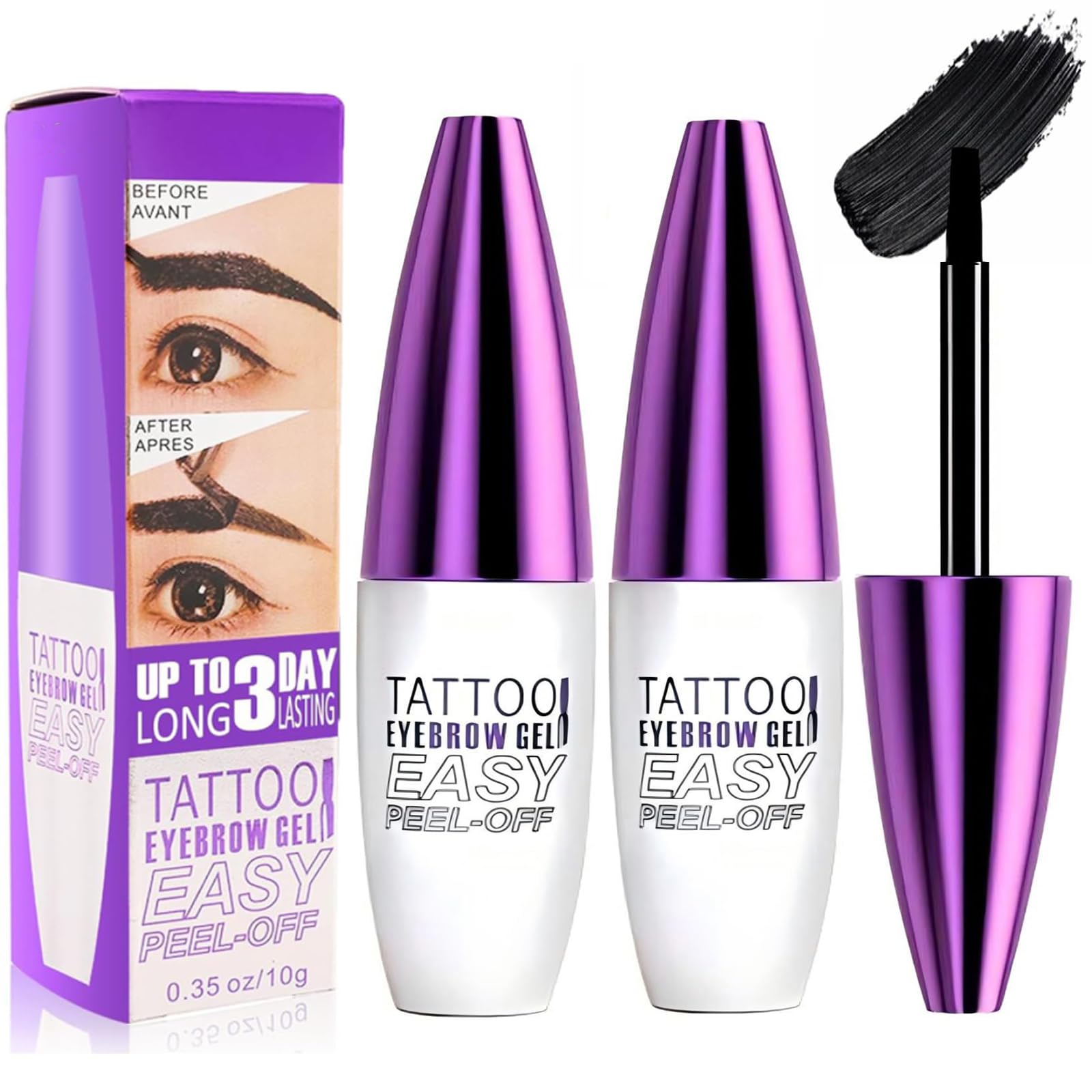 Photo 1 of 2 Pack Tattoo Eyebrow Gel Easy Peel Off, Waterproof & Sweatproof Eyebrow Tint Peel Off, Easy Peel-Off Eyebrow Gel, Suitable For All Skin Types (Black)