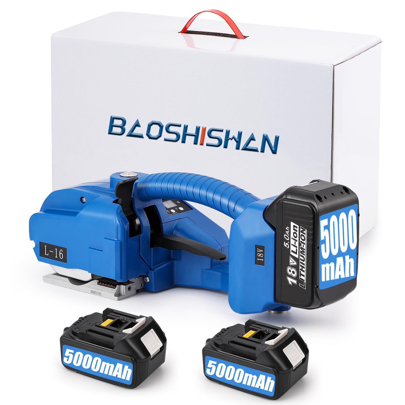 Photo 1 of ***Missing Charger***
BAOSHISHAN 2x5000mah Electric Strapping Machine, 600-3200N Automatic Tensioning Strapping Tool for 1/2-5/8in PP PET Straps Packaging Tensioner Machine for Box Pallet