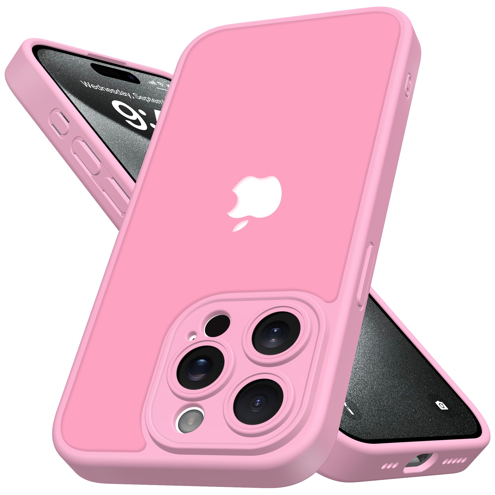 Mootobo for iPhone 15 Pro Case 6.1-Inch, Matte Shockproof Bumper Phone Cover, Military-Grade Protection Ultra Slim 360°Full Body Frosted Translucent Back Phone case for iPhone 15 Pro (Pink) — image 1