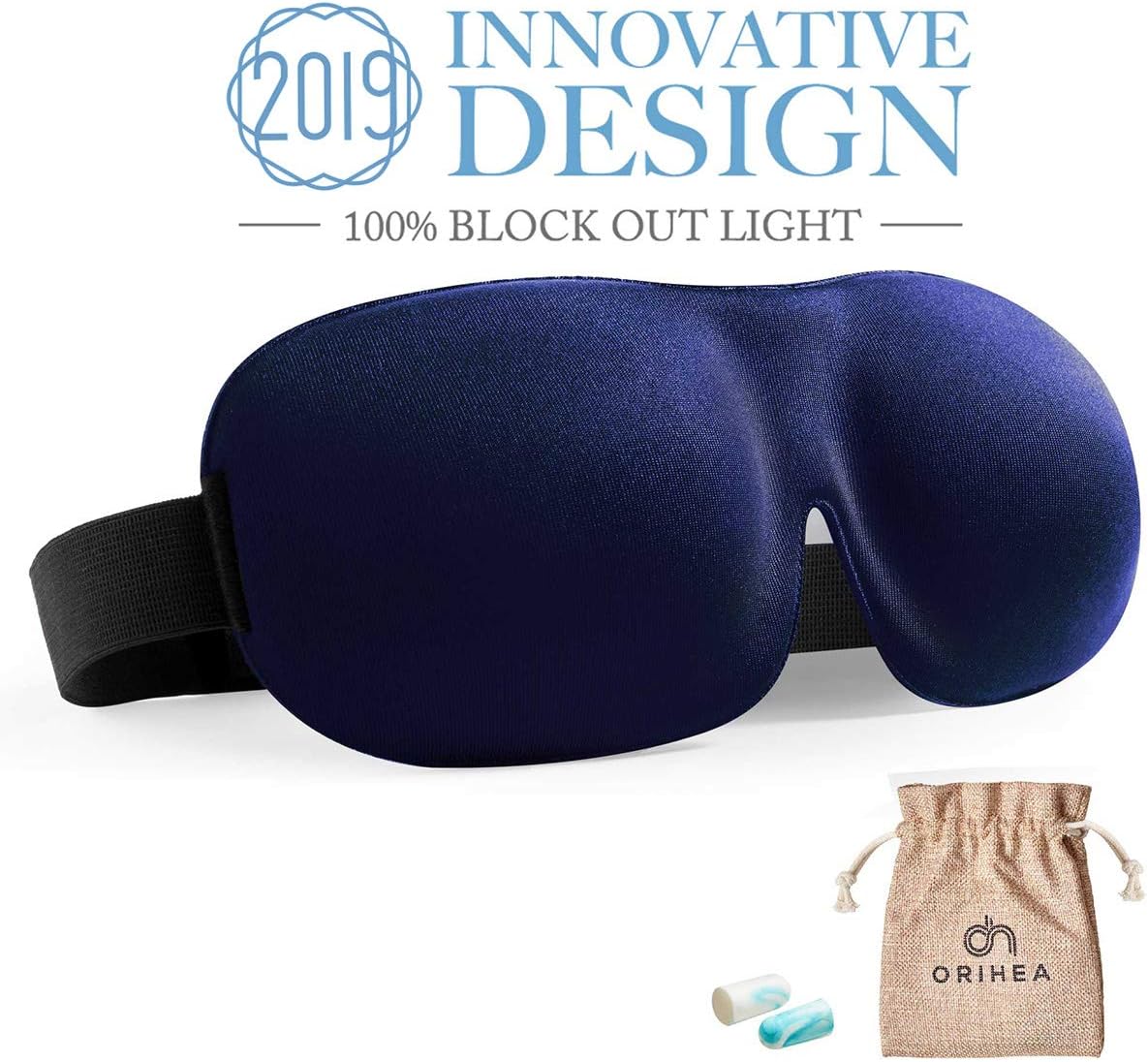 Eye Mask for Sleeping, Woman Sleep Mask, Patented Design 100% Blackout Eye Mask, 3D Contoured Comfortable Eye Cover & Blindfold, Great for Travel/Sleeping (Navy)
