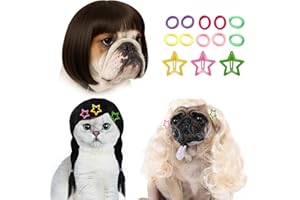UGRASEA 3 PCS Funny Dog Wig for Cat and Dog Role-Playing Wigs, Pet Wigs and Pet Costumes for Halloween, Christmas, and Party Decorations