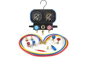 CMTOOL AC Gauges Set, R134A R1234YF R404A R12 Refrigerant Recharge Kit, Automotive A/C Manifold Gauge Set, Car AC Charging Ki
