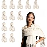 AUSTUFF 12pcs Christmas Knitted Scarves with Fringes Bulk Pashmina Shawls and Wrap Gift Set for Christmas Party Photo