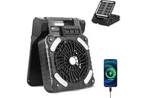 Rechargeable Camping Fan with LED Lantern, Portable Solar Powered Fan with 20000 mAh Battery, 3-Levels Timer, 4-Levels Speeds