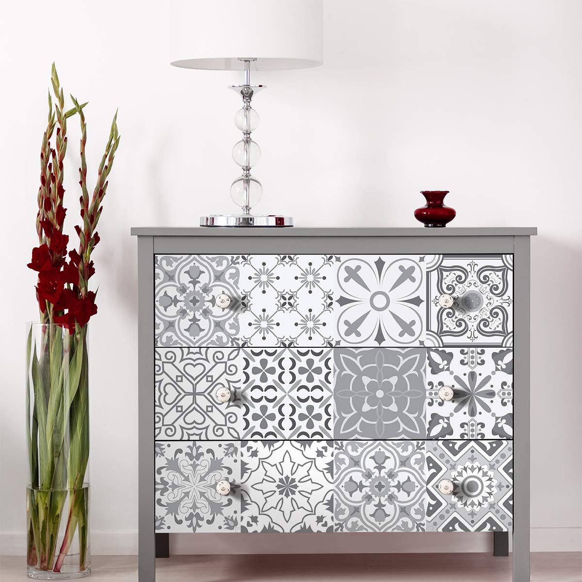 Ambiance Sticker Self-Adhesive Furniture and Tables Tile Stickers for Kitchen and Living Room Decoration Liberta - Pack of 24 Stickers of 10 x 10 cm