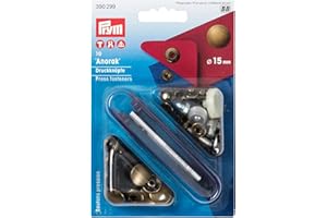 Prym Non-sew Fasteners Anorak Antique Brass 15 mm, altmessing, 10 Stück, Gold