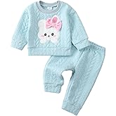 Kucnuzki Baby Toddler Girl Clothes Long Sleeve Crewneck Sweatshirt Tops Sweatpant Sweatsuit Baby Girl Fall Winter Outfit